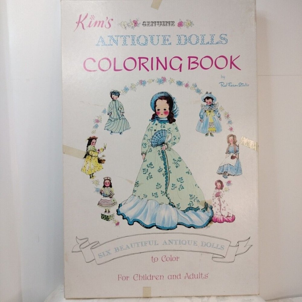 Vtg Kim's Antic Doll's Coloring Book 6 Dolls To Color Pages 12"X18" NOS
